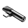 Baseus Audio Adapteris USB-C uz Mini Jack 3.5mm + USB-C (melns)