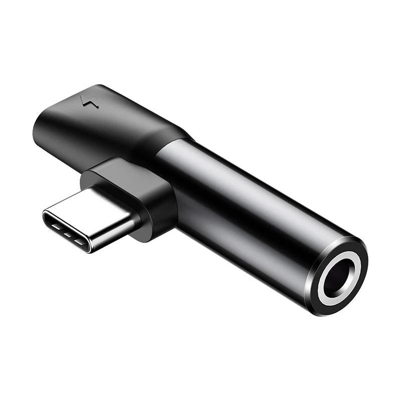 Baseus Audio Adapteris USB-C uz Mini Jack 3.5mm + USB-C (melns)