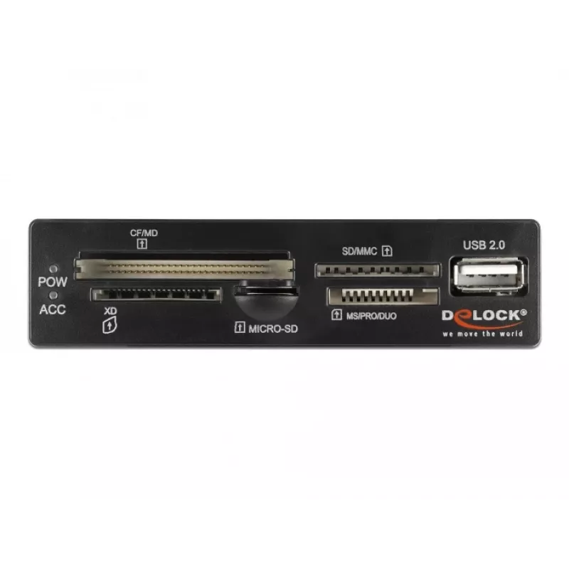 DeLOCK 91708 Karšu lasītājs USB 2.0 Iekšējais Melns Pelēks CF SD MicroSD