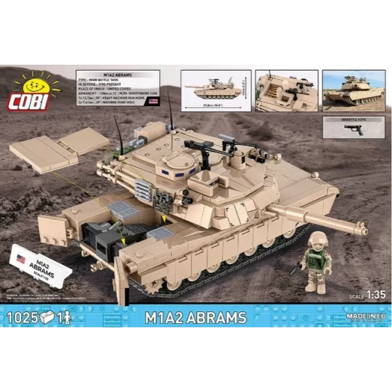 Konstruēšanas komplekts klucīši Cobi M1A2 Abrams 1025 detaļas modelis CO BI-2632