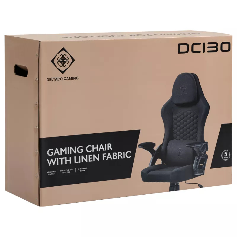 Deltaco DC130 Spēļu krēsls Soft Woven Mesh melns (GAM-180)