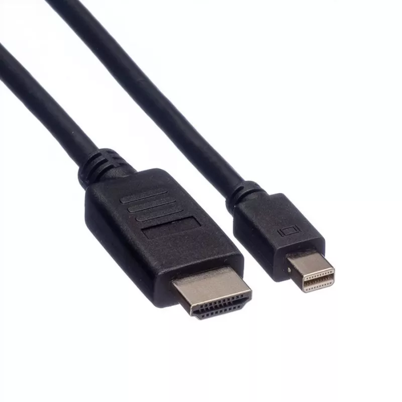 ROLINE - Video-/Audio kabelis - DisplayPort / HDMI - 32 AWG - Mini DisplayPort (V) - HDMI, 19-pin (V) - 1 m - Ekranēts - Melns (11.04.5790)