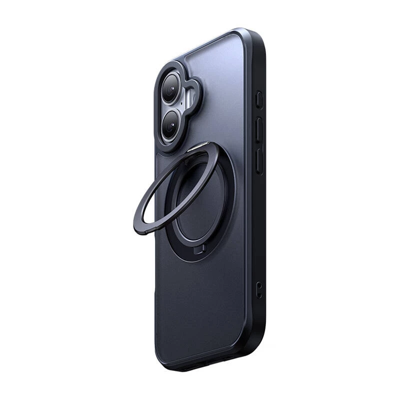 Aizsargājošs MagSafe maciņš Mcdodo PC-4931 iPhone 16 Plus ar iebūvētu statīvu — melns