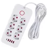 Kontaktligzdas MACLEAN MCE391 W — 6 ligzdas, 4×USB-A + 1×USB-C, 3 m kabelis, 110–240V, 2500W, balta