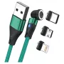 USB kabelis RealPower MagneticCharge3 1m USB A Zaļš