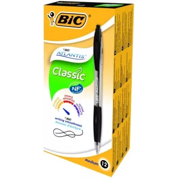 BIC lodīšu pildspalvas ATLANTIS REFRSH 1,0 mm melna, kaste 12 gab. 136717