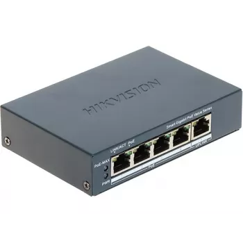 Hikvision DS-3E1505P-EI/M tīkla komutators, pārvaldāms, Gigabit Ethernet (10/100/1000), barošana caur Ethernet (PoE), pelēks