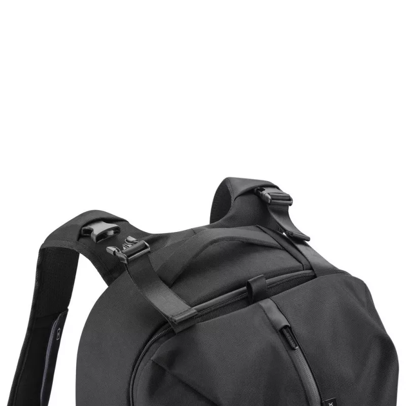 Mugursoma XDDESIGN FLEX GYM BAG — 24 L, piemērota 15,6 collu / 39,6 cm planšetei / piezīmjdatoram, polsterētas regulējamas plecu siksnas, melna