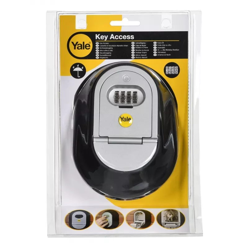 Portable safe Yale Y500 10011, key box, code lock, 130×39×187 mm, Melns/pelēka