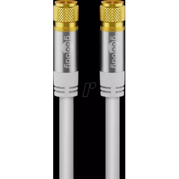 Goobay SAT antenas kabelis (135 dB tips), 4x ekranēts, 3 m, balts - zelta pārklājums, F-spraudnis > F-spraudnis (70606)