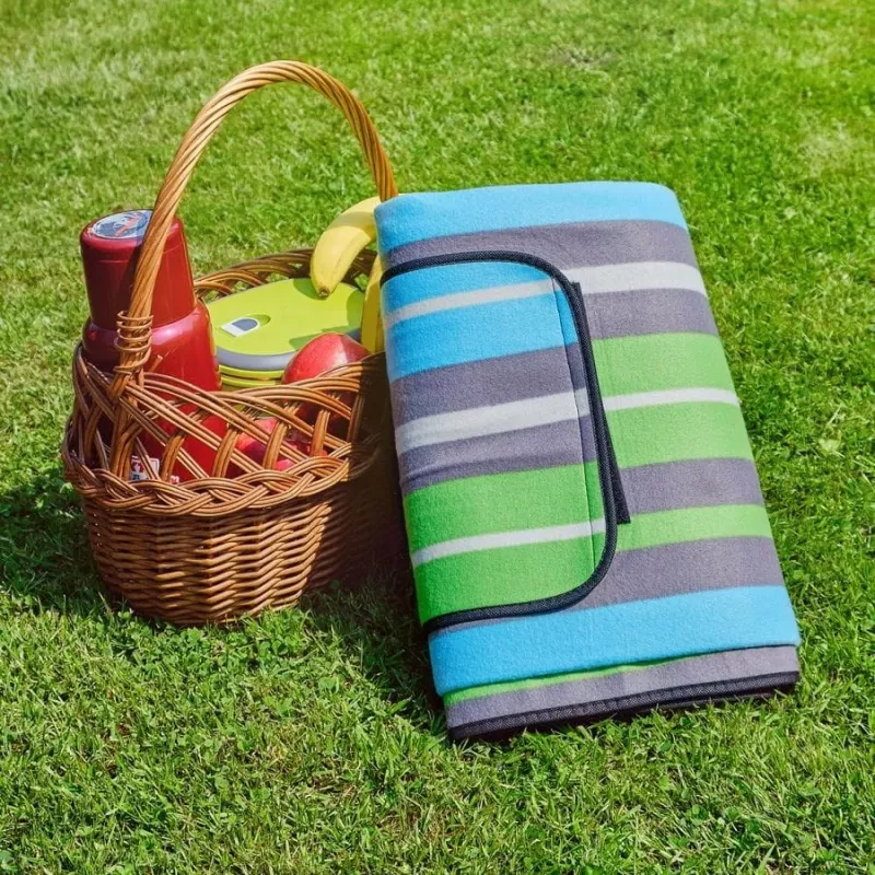 Piknika sega PROMIS KP200PZ, zaļas svītras, 200 x 150 cm