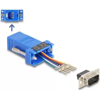 DeLOCK D-Sub 9 kontaktu spraudnis uz RJ12 ligzdu montāžas komplekts zilā krāsā