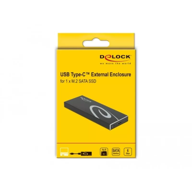 SSD korpuss DeLOCK 42003 ārējais korpuss M.2 SATA SSD ar USB Type-C