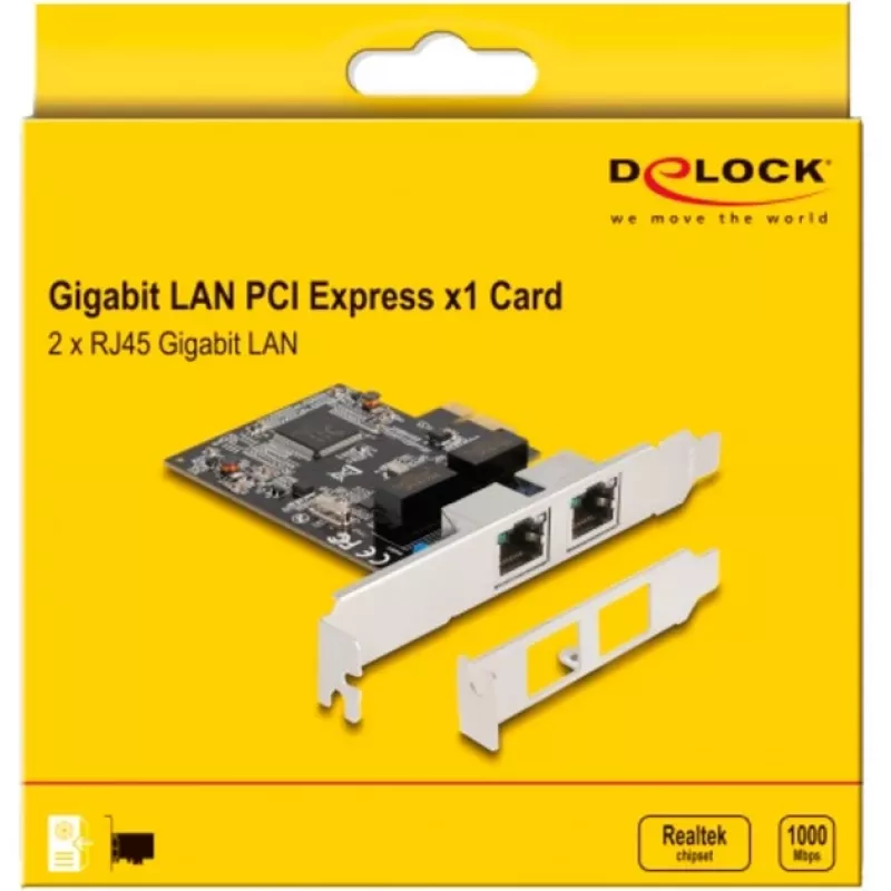 Delock PCI Express x1 karte uz 2 x RJ45 Gigabit LAN RTL8111 (88615)