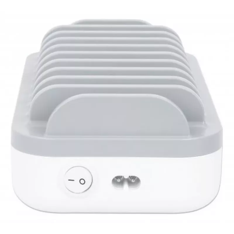 Manhattan Charging Station, 10x Ports: 3x USB-C (up to 18W PD) and 7x USB-A (up to 12W), 120W Total Output, balta/pelēka, Three Year Warranty
