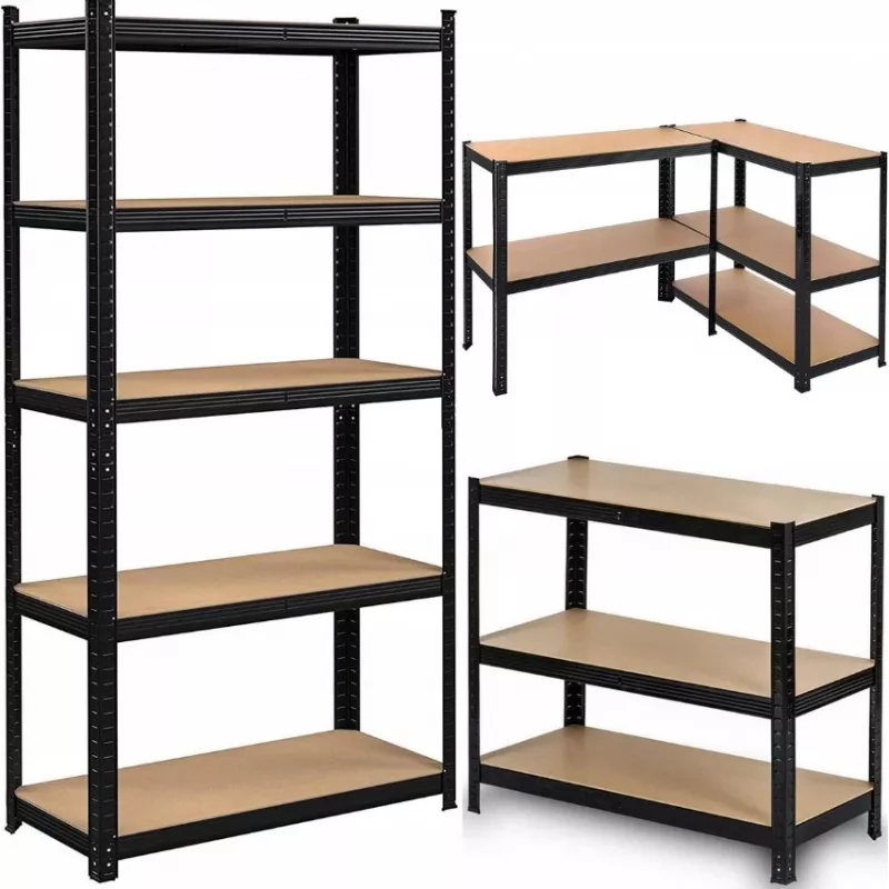 Metāla glabāšanas plauktu bloks Melns 205X120X45CM