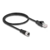 DeLOCK M12 adaptera kabelis D-kodēts 4 kontaktu sievišķais uz RJ45 vīrišķais 50 cm