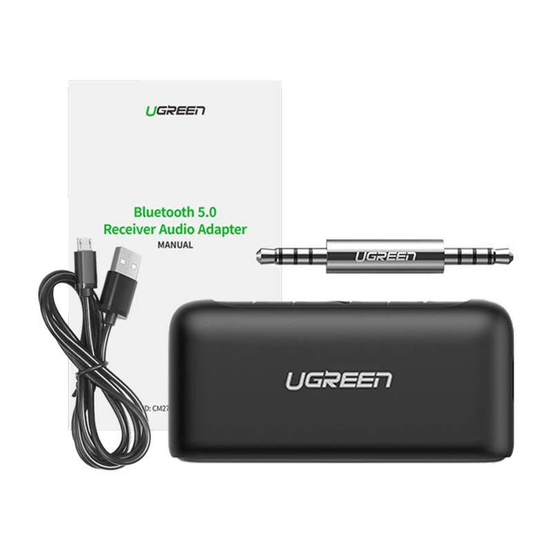 Ugreen CM276 Bluetooth 5.0 audio uztvērējs AUX ligzdas adapteris, melns