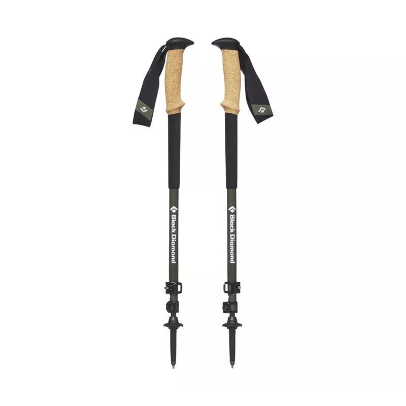 Melns Diamond Alpine Carbon Cork pārgājiena nūja Unisex teleskopiska