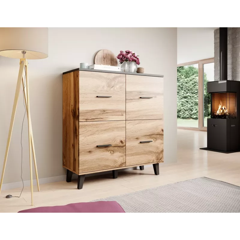 Cama sideboard LOTTA 110 4D wotan oak + mat Melns