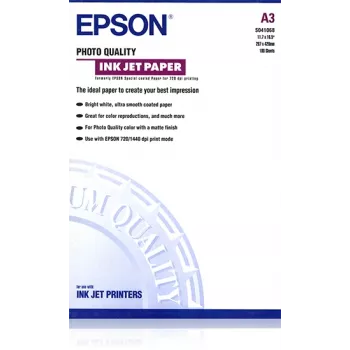 Epson Photo Quality tintes printera papīrs, DIN A3, 102 g/m², 100 loksnes