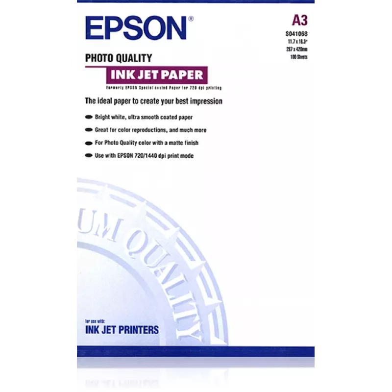 Epson Photo Quality tintes printera papīrs, DIN A3, 102 g/m², 100 loksnes
