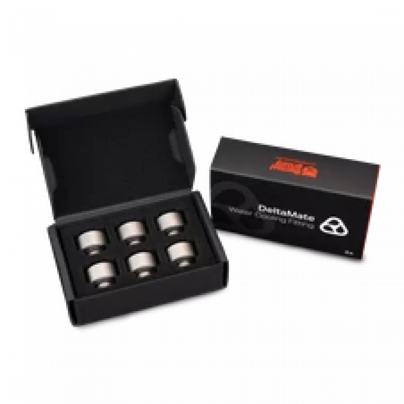 Thermal Grizzly DeltaMate Extender MF10 – ūdens dzesēšanas savienojums, matēts niķelis, 6 gab. (TG-DM-FIT-6206)