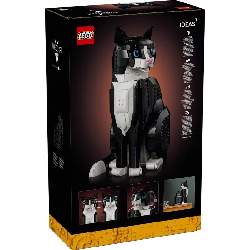 LEGO komplekts Ideas 21349 Tuxedo Cat celtniecības komplekts — kolekcionējams ķieģeļu modelis, vitrīnas priekšmets