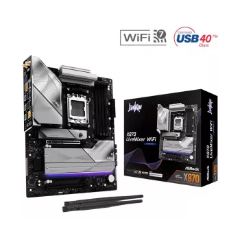 Mātesplate ASROCK X870 (ligzda AM5, ATX, DDR5, 4 atmiņas sloti, X870LIVEMIXERWIFI)