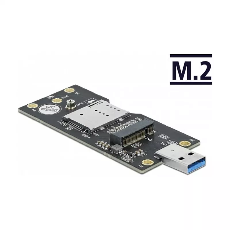 Delock 63166 USB 3.0 Type-A uz M.2 Key B pārveidotājs ar SIM slotu