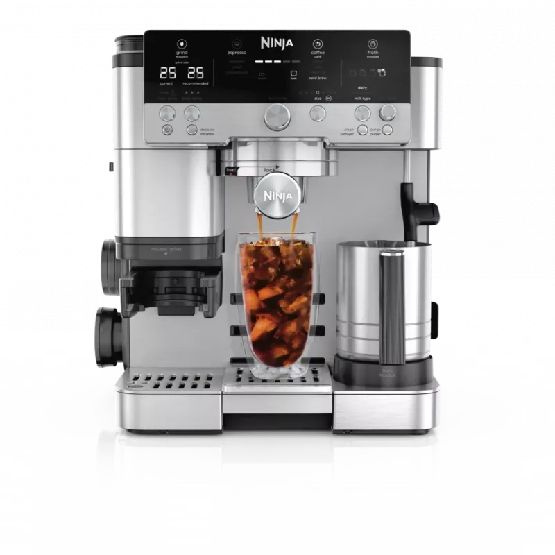 Espresso automāts Ninja ES601EU — 2 L ūdens tvertne, 1 tases tilpums, melns/nerūsējošais tērauds