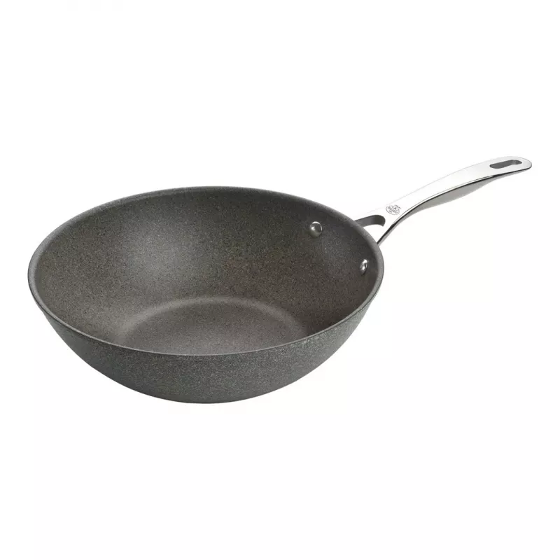 Wok/Cepšanas panna Ballarini 75002-815-0 apaļa antracīta 30 cm, alumīnija, 6-slāņu granīta/titāna nepiedegošais pārklājums