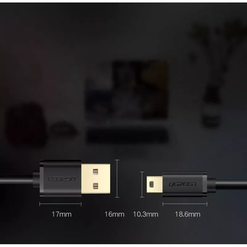 USB datu kabelis UGREEN Thunderbolt uz miniUSB 2 m Melns
