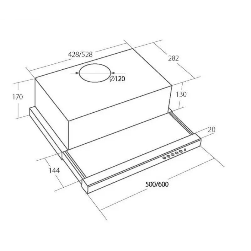 Akpo WK-7 Light Glass 50 zemskapja tvaika nosūcējs Nerūsējošais tērauds, Melns