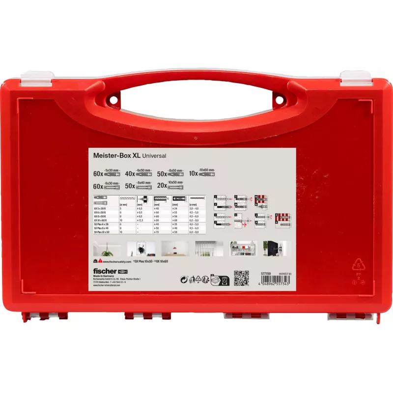 fischer 577159 Meister-Box XL sienas dībeļu sortimenta kaste 290 gab. (577159)