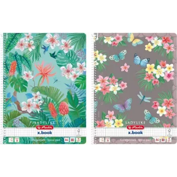 Spirāles bloknots Herlitz A4 Ladylike 80 lapas rūtains papīrs