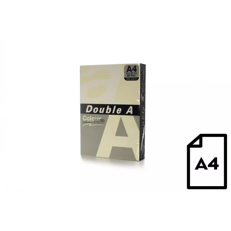 Krāsains papīrs Double A, 80 g, A4, 500 loksnes, ziloņkaula krāsa