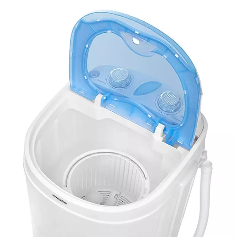 Augšas ielādes veļas mašīna Mesko MS 8053 — 3 kg ietilpība, 360×370×530 mm, zila/balta