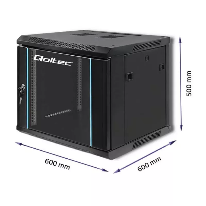 Tīkla statīvs QOLTEC 9U modelis 54466 — atvērta rāmja 9U servera/statīva montāžas korpuss