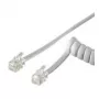 Wentronic Goobay telefona klausules spirālvads CCA (ar varu pārklāts alumīnijs), balts, 2 m — RJ10 spraudnis (4P4C) uz RJ10 spraudni (4P4C) (50246)