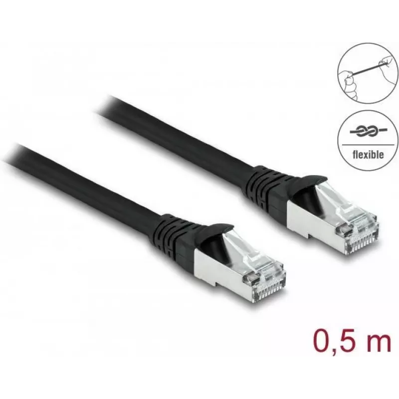 Tīkla kabelis DeLOCK RJ45 Cat.6A 0.5m melns