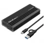 Ārējais SSD korpuss QOLTEC NV2270 M.2 SATA/NVMe diskdziņiem, USB-C, līdz 2 TB