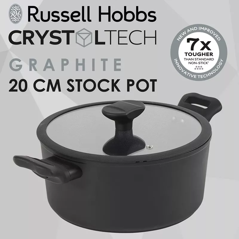 Katls Russell Hobbs RH01863EU7 20 cm Crystaltech nerūsējošais tērauds stikla vāks