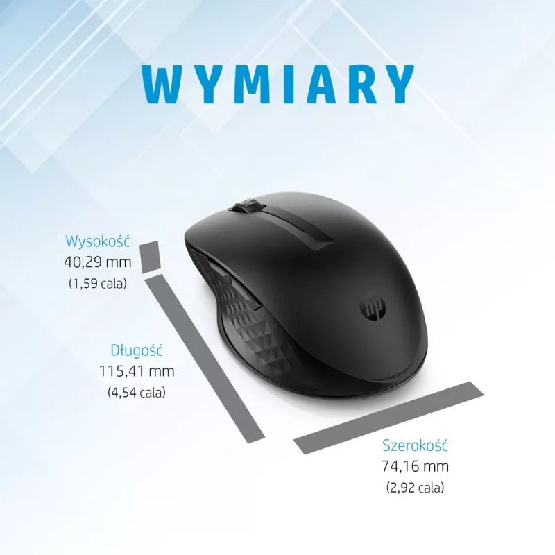 HP 435 Multi-Device Wireless pele, piemērota abām rokām, RF Wireless + Bluetooth, 4000 DPI, melna
