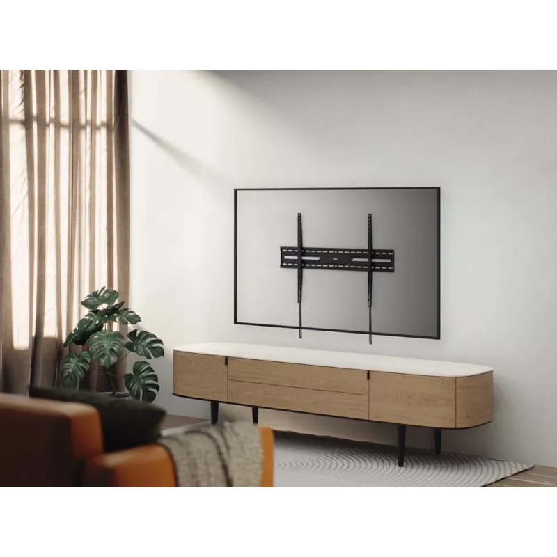 Fiksētais TV sienas stiprinājums GEMBIRD WM-100F-01 43–100 collu ekrāniem, tērauda, maks. slodze 75 kg, VESA 75x75–900x600