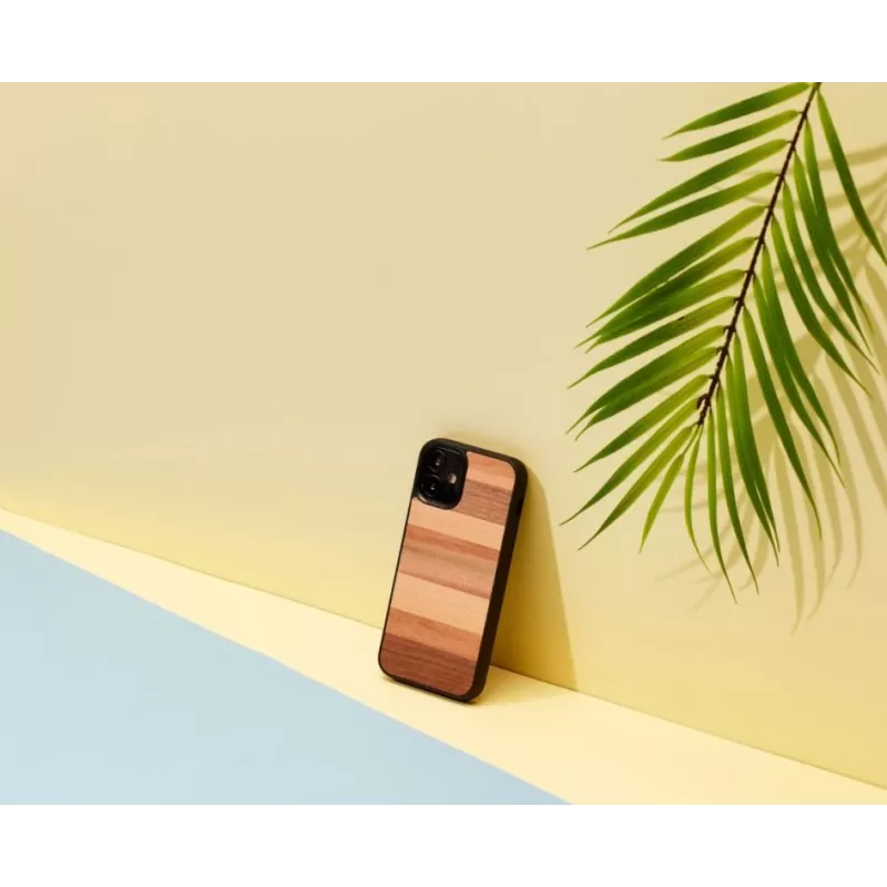 Man and wood aizsargājošs viedtālruņa maciņš iPhone 12 mini — melns