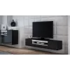 TV statīvs cama meble VIVA 180 — 1800×400×370 mm, melna virsma (skaidu plātne), melns rāmis, balti akcenti