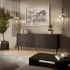 Kumode cama meble LUCCA 4D, 200×40×80 cm, melna, skaidu plātnes korpuss
