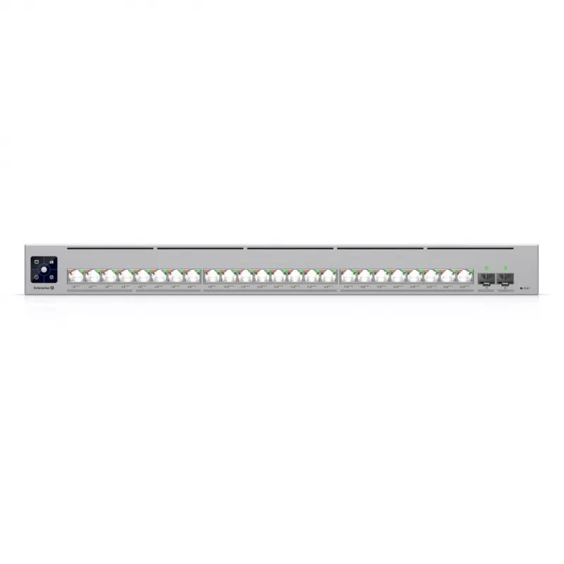 Tīkla slēdzis Ubiquiti UniFi ECS-24-POE — pārvaldīts L2/L3, 24× 10G RJ-45, PoE, 1U, pelēks