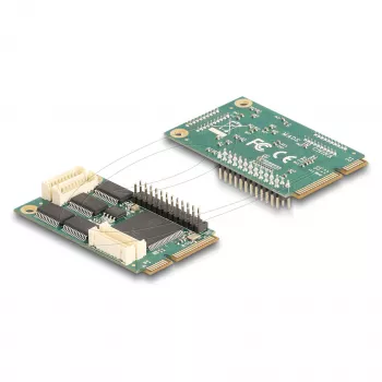 Iekšējais Mini PCIe saskarnes adapteris DELOCK 95279 — seriālais saimnieks, Mini PCIe izeja, RS-232 atbalsts, 460,8 Kbit/s, FIFO 256 B, 30×51×10 mm